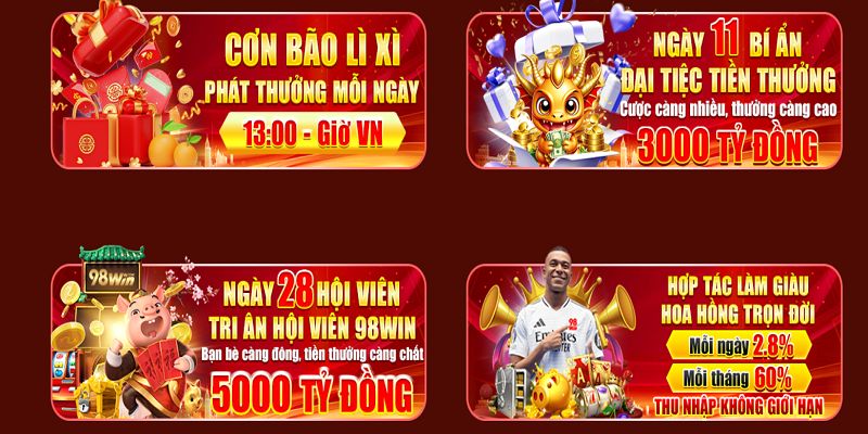 Khuyến mãi 98Win khủng cho mọi thành viên